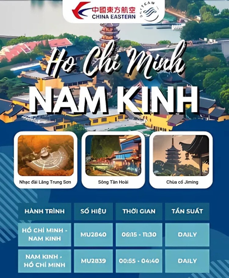 THÔNG BÁO KHAI THÁC ĐƯỜNG BAY HÀ NỘI – NAM KINH & SÀI GÒN – NAM KINH CÙNG THI HOÀI NHÂN TRAVEL